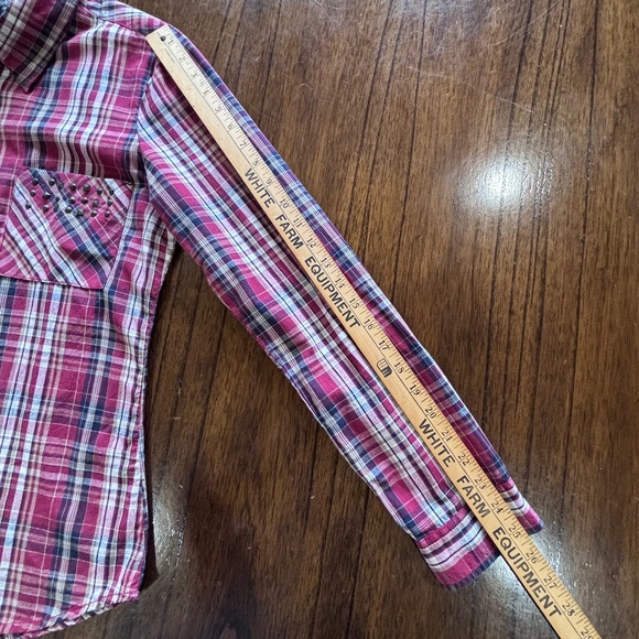 Lady Dutch NWT snap closure plaid fitted shirt with pocket embellishments sz XL - Picture 15 of 16